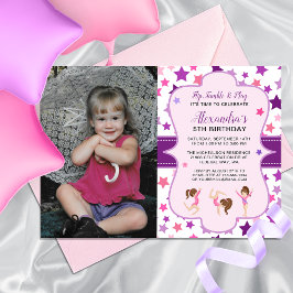 Gymnastiek Foto Girl Stars Birthday Party Kaart