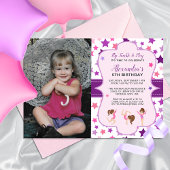Gymnastiek Foto Girl Stars Birthday Party Kaart