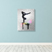 Gymnastiek Funky Font Gymnast Abstract op Beam Canvas Afdruk (Insitu (Houten vloer))