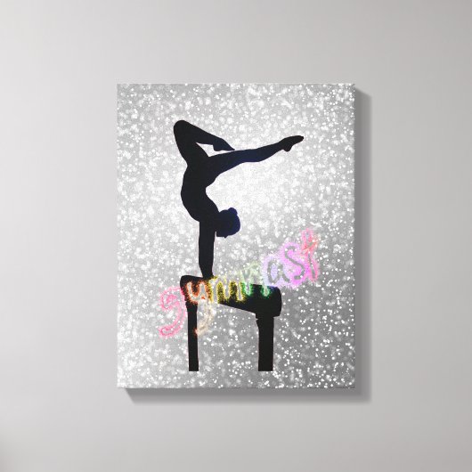 Gymnastiek Funky Font Gymnast Abstract op Beam Canvas Afdruk (Voorkant)