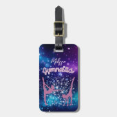 Gymnastiek Galaxy Paarse turquoise gepersonaliseer Bagagelabel (Voorkant verticaal)