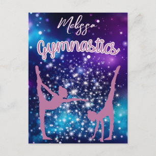 Gymnastiek Galaxy Paarse turquoise gepersonaliseer Briefkaart