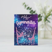 Gymnastiek Galaxy Paarse turquoise gepersonaliseer Briefkaart (Staand voorkant)