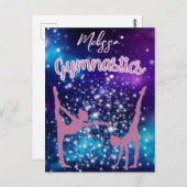 Gymnastiek Galaxy Paarse turquoise gepersonaliseer Briefkaart (Voorkant / Achterkant)
