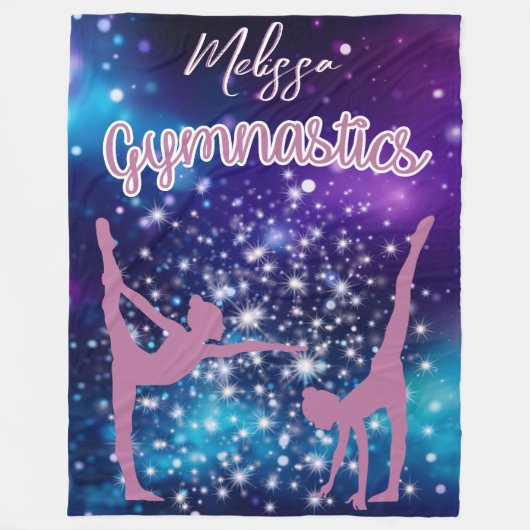 Gymnastiek Galaxy Paarse turquoise gepersonaliseer Fleece Deken (Voorkant)