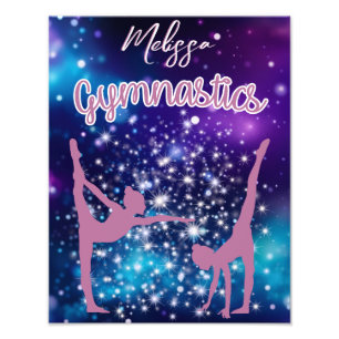 Gymnastiek Galaxy Paarse turquoise gepersonaliseer Foto Afdruk