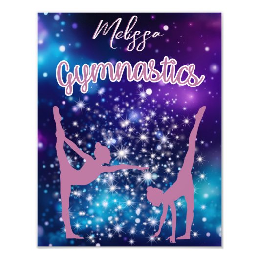 Gymnastiek Galaxy Paarse turquoise gepersonaliseer Foto Afdruk (Voorkant)