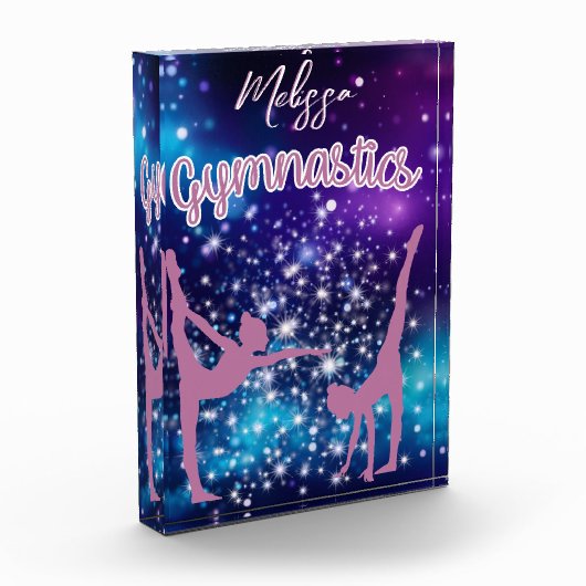 Gymnastiek Galaxy Paarse turquoise gepersonaliseer Fotoblokken (Links)