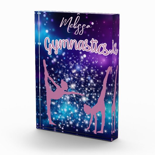 Gymnastiek Galaxy Paarse turquoise gepersonaliseer Fotoblokken (Rechts)