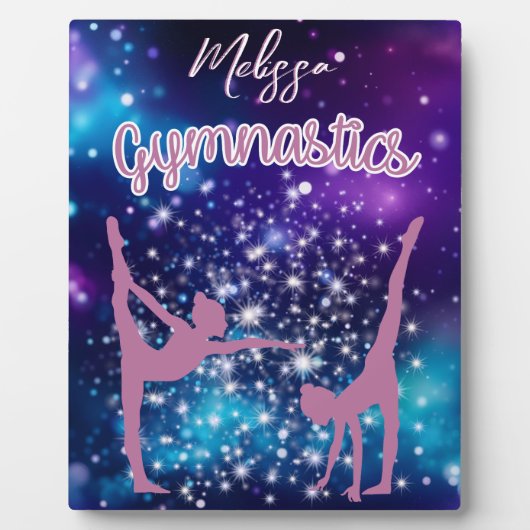 Gymnastiek Galaxy Paarse turquoise gepersonaliseer Fotoplaat (Voorkant)