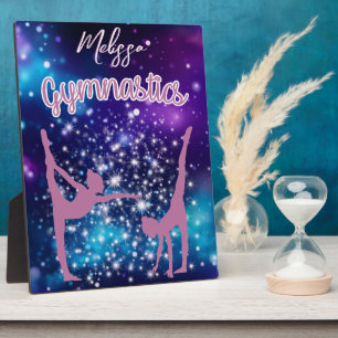 Gymnastiek Galaxy Paarse turquoise gepersonaliseer Fotoplaat