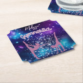 Gymnastiek Galaxy Paarse turquoise gepersonaliseer Kartonnen Onderzetters (Gekanteld)