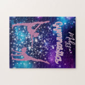 Gymnastiek Galaxy Paarse turquoise gepersonaliseer Legpuzzel (Horizontaal)