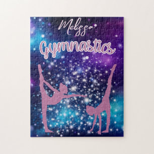 Gymnastiek Galaxy Paarse turquoise gepersonaliseer Legpuzzel