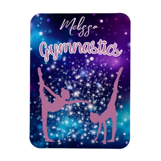 Gymnastiek Galaxy Paarse turquoise gepersonaliseer Magneet (Verticaal)