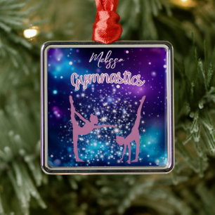 Gymnastiek Galaxy Paarse turquoise gepersonaliseer Metalen Ornament