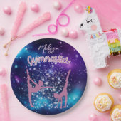 Gymnastiek Galaxy Paarse turquoise gepersonaliseer Papieren Bordje (Feest)