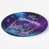 Gymnastiek Galaxy Paarse turquoise gepersonaliseer Papieren Bordje (Gekanteld)