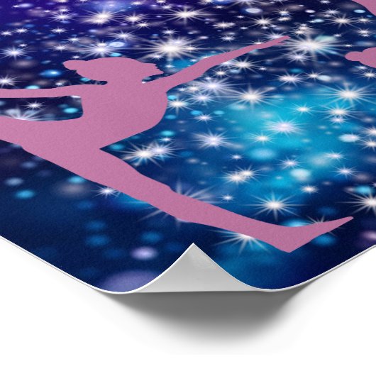 Gymnastiek Galaxy Paarse turquoise gepersonaliseer Poster (Hoek)