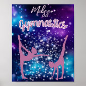 Gymnastiek Galaxy Paarse turquoise gepersonaliseer Poster (Voorkant)