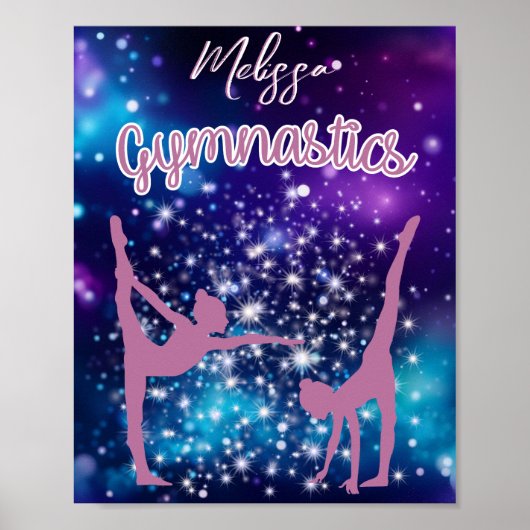 Gymnastiek Galaxy Paarse turquoise gepersonaliseer Poster (Voorkant)