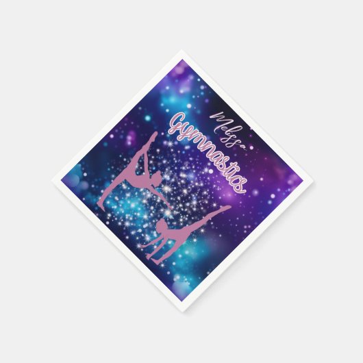 Gymnastiek Galaxy Paarse turquoise gepersonaliseer Servet (Hoek)