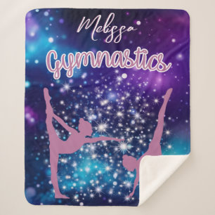 Gymnastiek Galaxy Paarse turquoise gepersonaliseer Sherpa Deken