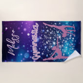 Gymnastiek Galaxy Paarse turquoise gepersonaliseer Strandlaken (Voorkant)