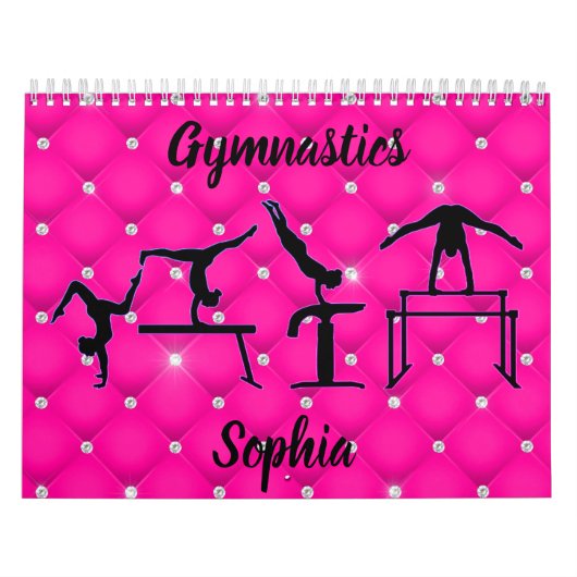 Gymnastiek Gelilde warmroze faux Rhinestone Kalender (Hoes)