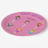 Gymnastiek gepersonaliseerde BIRTHDAY PAPIER BORDE Papieren Bordje (Gekanteld)