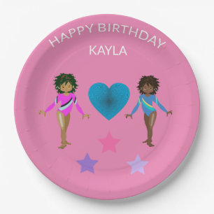 Gymnastiek gepersonaliseerde BIRTHDAY PAPIER BORDE Papieren Bordje