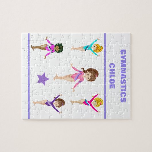 Gymnastiek gepersonaliseerde gymnast girl's puzzel legpuzzel (Horizontaal)