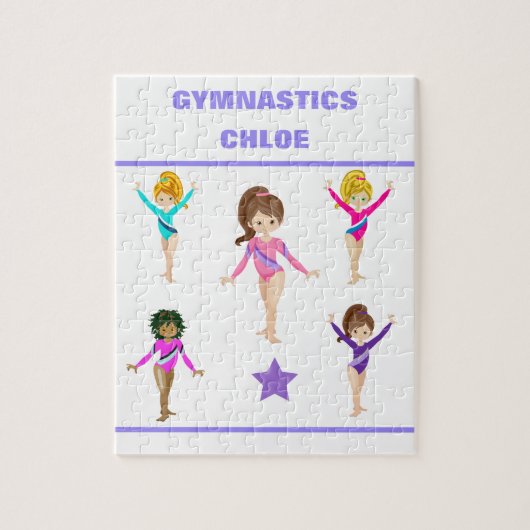 Gymnastiek gepersonaliseerde gymnast girl's puzzel legpuzzel (Verticaal)