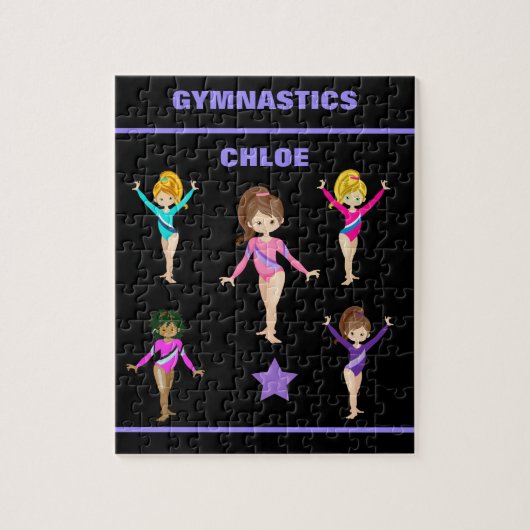 Gymnastiek gepersonaliseerde gymnast meiden puzzel legpuzzel (Verticaal)