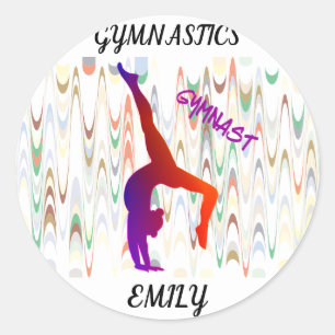 Gymnastiek gepersonaliseerde stickers. ronde sticker