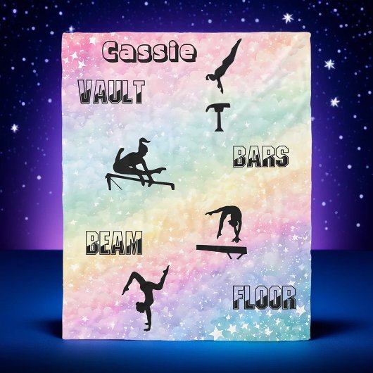 Gymnastiek Gepersonaliseerde Vault, Bars, Beam & F Fleece Deken