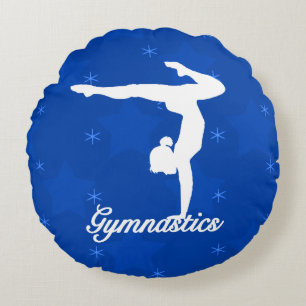 Gymnastiek Girl Blue Stars Rond Kussen