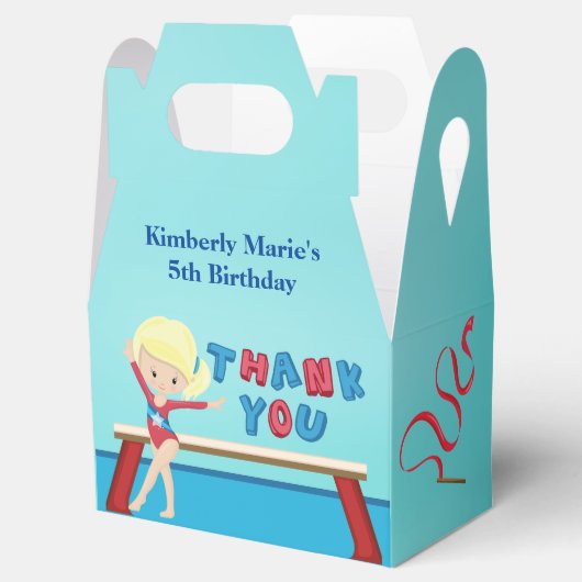 Gymnastiek Girl Cute Blonde Gymnast Birthday Party Bedankdoosjes (Geopend)