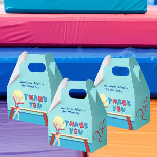 Gymnastiek Girl Cute Blonde Gymnast Birthday Party Bedankdoosjes