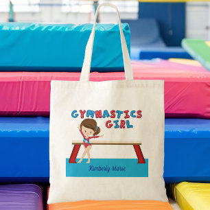 Gymnastiek Girl Cute Blue Monogram Gymnast Tote Bag