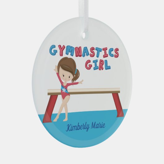 Gymnastiek Girl Cute Custom Gymnast Kerstmis Glas Ornament (Voorkant Rechts)