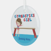 Gymnastiek Girl Cute Custom Gymnast Kerstmis Glas Ornament (Voorkant links)