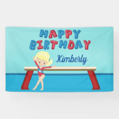 Gymnastiek Girl Cute Custom Kinderen Birthday Part Spandoek (Horizontaal)