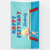 Gymnastiek Girl Cute Custom Kinderen Birthday Part Spandoek (Verticaal)