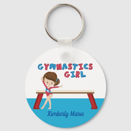 Gymnastiek Girl Cute Personalized Gymnast Beam Sleutelhanger (Voorkant)