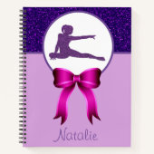 Gymnastiek Glitter en Bow Roze en Paarse Notitieboek (Voorkant)