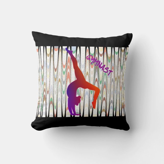 Gymnastiek gooit kussen met gymnast. (Voorkant)