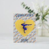 Gymnastiek gouden hart met gymnastiek briefkaart (Staand voorkant)