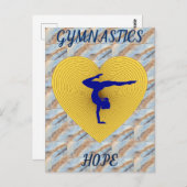 Gymnastiek gouden hart met gymnastiek briefkaart (Voorkant / Achterkant)