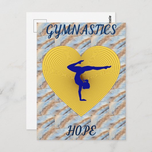 Gymnastiek gouden hart met gymnastiek briefkaart (Voorkant / Achterkant)